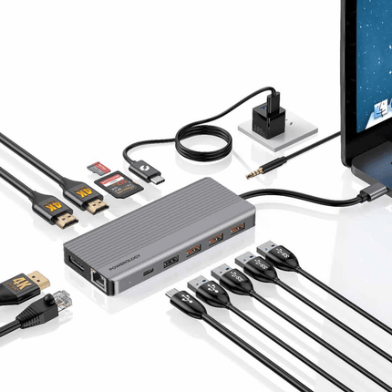 Powerology 13 in 1 Dual Hdmi & DP 4K USB-C Hub - Xpressouq