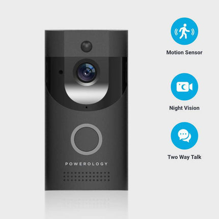 Smart Doorbell PSVDBBK 166 Degree Wide Angle Video Night Vision - Black - Xpressouq