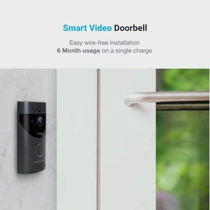 Smart Doorbell PSVDBBK 166 Degree Wide Angle Video Night Vision - Black - Xpressouq