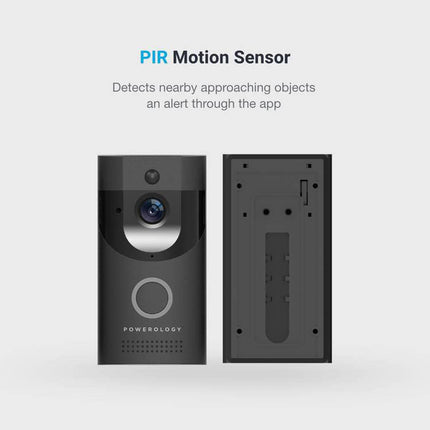 Smart Doorbell PSVDBBK 166 Degree Wide Angle Video Night Vision - Black - Xpressouq