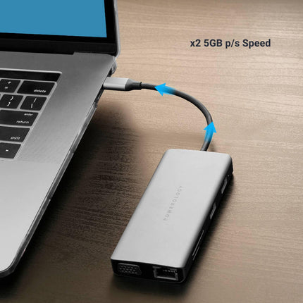 USB C Hub, 11 in 1 by Powerology (P11CHBGY) - Gray - Xpressouq