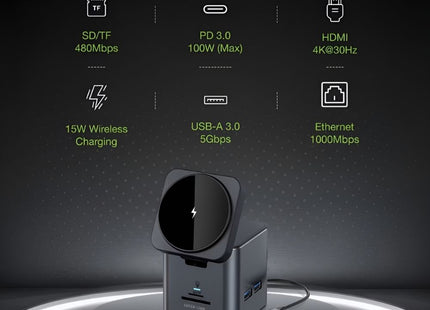 Green Lion 9 In 1 Hub Docking Station - Black