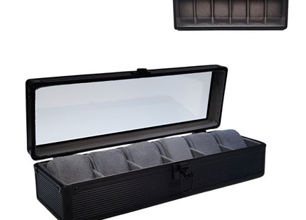 6 Slots Premium Aluminum Watch Storage Box with Clear Lid