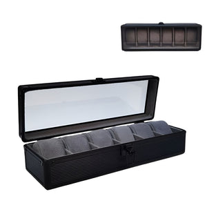 6 Slots Premium Aluminum Watch Storage Box with Clear Lid